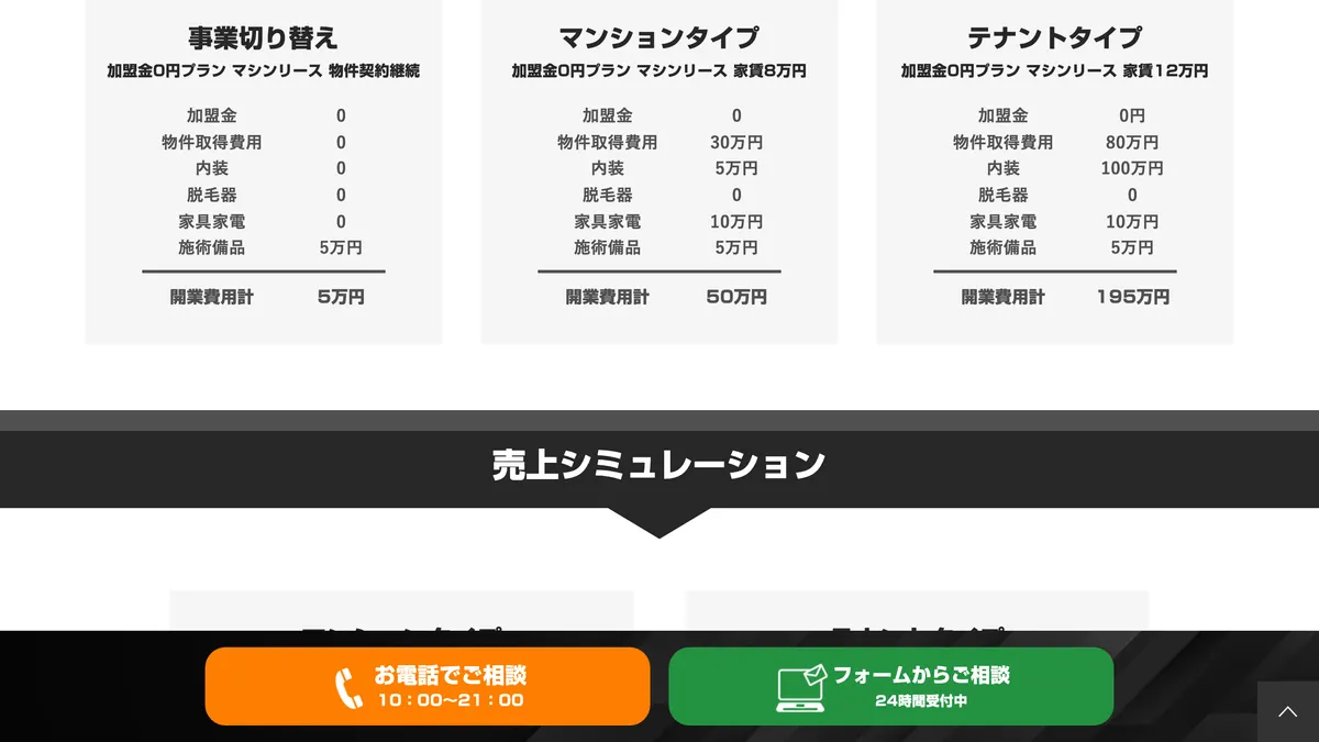 メンズ脱毛フィーゴ（figo） の加盟募集ページ（冒頭部分の引用）